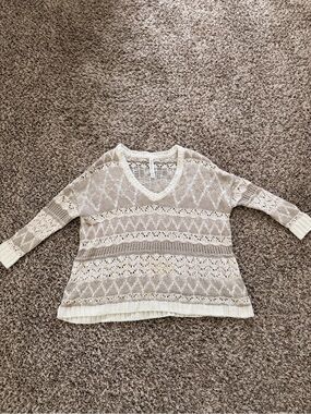 Aeropostale Open-Weave Knit Top in Cream